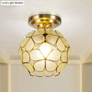 GobekUsa Victorian Stained Glass Flower Ceiling Light in White/Pink/Orange Semi-Mount