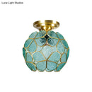 GobekUsa Victorian Stained Glass Flower Ceiling Light in White/Pink/Orange Semi-Mount
