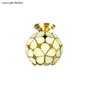 GobekUsa Victorian Stained Glass Flower Ceiling Light in White/Pink/Orange Semi-Mount