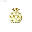 GobekUsa Victorian Stained Glass Flower Ceiling Light in White/Pink/Orange Semi-Mount