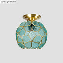 GobekUsa Victorian Stained Glass Flower Ceiling Light in White/Pink/Orange Semi-Mount