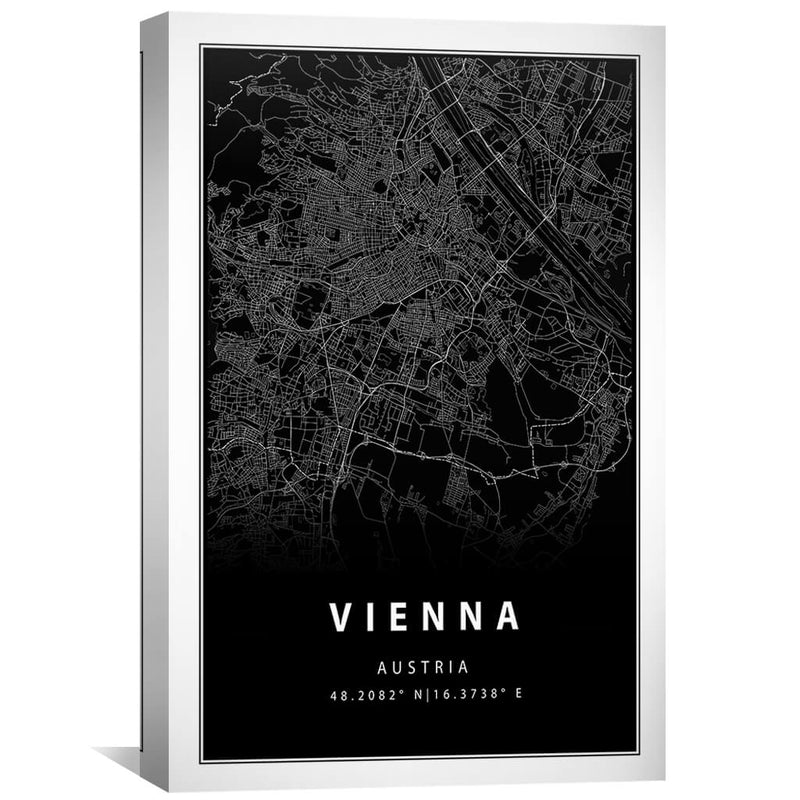 Vienna Black Map Canvas