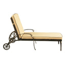 Modern Aluminum Bronze Patio Chaise Lounge with Wheels and Cushion