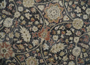 Vintage Hand Knotted Traditional Black, Rust and Beige Antique Textured Low Pile Distressed Wool Rug