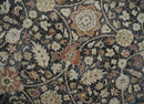 Vintage Hand Knotted Wool Area Rug Black Rust Beige Distressed Low Pile by The Rug Decor