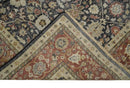 Vintage Hand Knotted Wool Area Rug Black Rust Beige Distressed Low Pile by The Rug Decor