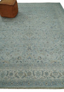 Vintage 6x9, 8x10 and 9x12 Hand Knotted Traditional Silver, brown and Beige Antique Textured Low Pile Distressed Wool Rug | TRD53114