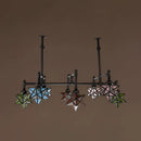 GobekUsa Rustic Star-Shaped Stained Glass Dining Room Chandelier with 8 Pendant Lights and Hanging Rod