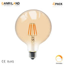 GobekUsa G125 LED Filament Bulb 4W E27 Warm 2200K Dimmable Globe, Equivalent to 40/60W