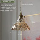 Vintage Amber Glass Pendant Light With Brass Detail