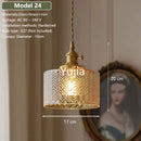 Vintage Amber Glass Pendant Light With Brass Detail
