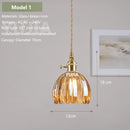 Vintage Amber Glass Pendant Light With Brass Detail