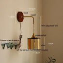 GobekUsa Adjustable LED Wall Lamp Sconce Copper Wood Glass Stair Light