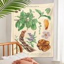 Vintage beige ayahuasca botanical tapestry bedroom wall hanging by Decorbites
