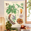 Vintage beige ayahuasca botanical tapestry bedroom wall hanging by Decorbites