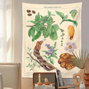 Vintage beige ayahuasca botanical tapestry bedroom wall hanging by Decorbites