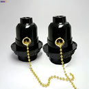 Vintage black and gold e27 bulb holder with pull switch bedroom light by Decorbites