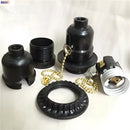 Vintage black and gold e27 bulb holder with pull switch bedroom light by Decorbites
