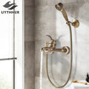 GobekUsa Brass Shower Faucet Mixer Tap Set with Hand Shower - Wall Mount Black