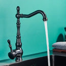 GobekUsa Black Bronze Kitchen Faucet Deck Mounted 360° Rotation Hot Cold Mixer Tap
