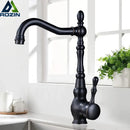 GobekUsa Black Bronze Kitchen Faucet Deck Mounted 360° Rotation Hot Cold Mixer Tap