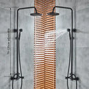 GobekUsa Black Bronze Shower Faucet Set with 8" Rain Shower Head and Hand Shower
