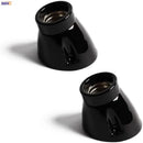 Vintage black glossy ceramic lamp holder socket for bedroom table light by Decorbites