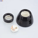 Vintage black glossy ceramic lamp holder socket for bedroom table light by Decorbites