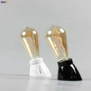 Vintage black glossy ceramic lamp holder socket for bedroom table light by Decorbites