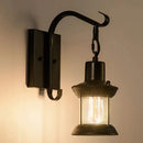 GobekUsa Coastal Glass Lantern Wall Sconce Light Fixture - Dining Room Lighting with Curved Arm