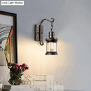 GobekUsa Coastal Glass Lantern Wall Sconce Light Fixture - Dining Room Lighting with Curved Arm