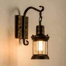 GobekUsa Coastal Glass Lantern Wall Sconce Light Fixture - Dining Room Lighting with Curved Arm