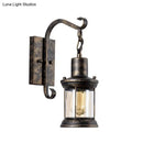 GobekUsa Coastal Glass Lantern Wall Sconce Light Fixture - Dining Room Lighting with Curved Arm