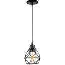 Vintage Black Metal Wire Cage Pendant Light