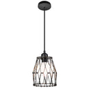 Vintage Black Metal Wire Cage Pendant Light