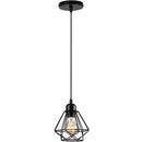 Vintage Black Metal Wire Cage Pendant Light