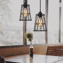 Vintage Black Metal Wire Cage Pendant Light