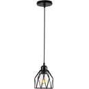 Vintage Black Metal Wire Cage Pendant Light