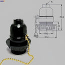Vintage black plastic e27 socket lamp holder bedroom switch base by Decorbites