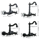 GobekUsa Black Swivel Wall Mounted Bathroom Faucet with Ceramic Base - 2 Handles