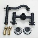 GobekUsa Black Swivel Wall Mounted Bathroom Faucet with Ceramic Base - 2 Handles
