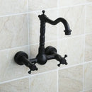 GobekUsa Black Swivel Wall Mounted Bathroom Faucet with Ceramic Base - 2 Handles