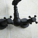 GobekUsa Black Swivel Wall Mounted Bathroom Faucet with Ceramic Base - 2 Handles
