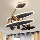 GobekUsa Iron Aircraft Pendant Light: Creative European Design for Boys' Bedroom, LED Illumination