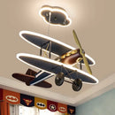 GobekUsa Iron Aircraft Pendant Light: Creative European Design for Boys' Bedroom, LED Illumination