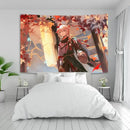 Vintage blue genshin impact anime tapestry bedroom wall hanging by Decorbites