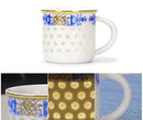 Vintage blue & white ceramic tea cup set dining room perforated bowl by Decorbites