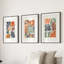 Boho Botanical Set of 3 Wall Art. Abstract Flowers Prints by Wall Art Set