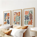 Boho Botanical Set of 3 Wall Art. Abstract Flowers Prints by Wall Art Set
