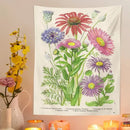 Vintage botanical flower print tapestry bedroom wall hanging by Decorbites